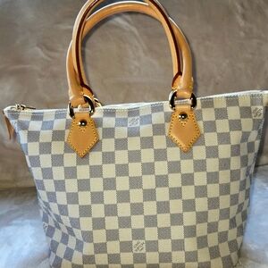 Louis Vuitton Azure Saleya Gray and Tan Tote with Leather Accents